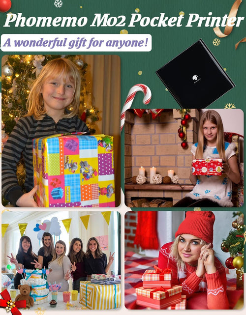 Load image into Gallery viewer, Mini Sticker Printer - M02 Wireless Pocket Printer, Compatible with Ios &amp; Android, Photo Printer for Phone, for Fun Christmas Sticker, DIY Journal, New Year Gift, Black
