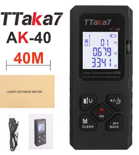 SmartMeasure 40M/60M Mini Laser Distance Meter – USB Rechargeable Handheld Rangefinder for Accurate Measurements