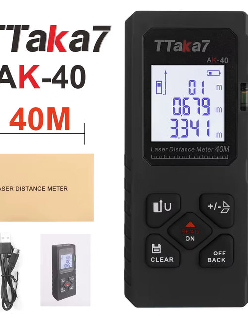 Load image into Gallery viewer, SmartMeasure 40M/60M Mini Laser Distance Meter – USB Rechargeable Handheld Rangefinder for Accurate Measurements
