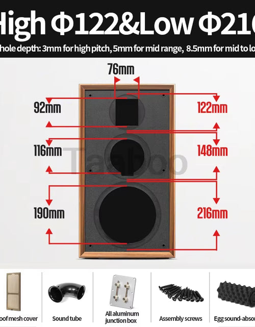 Load image into Gallery viewer, 8 Inch Three-Way Labyrinth Speaker Empty Box Bookshelf Speaker Home Speaker DIY Hifi Audio Wooden Handmade Box Passive Speaker
