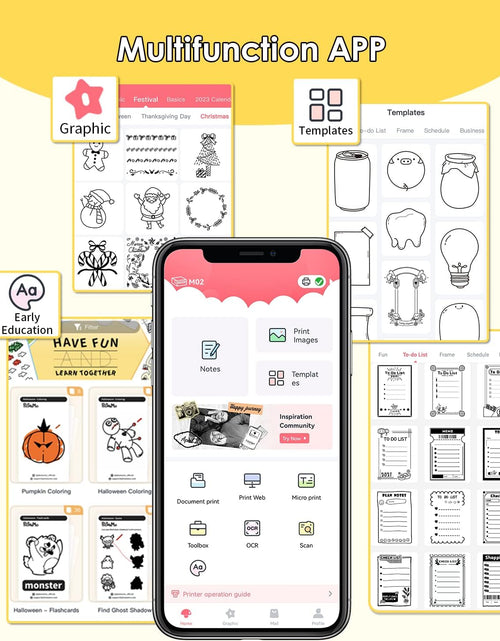 Load image into Gallery viewer, Mini Sticker Printer - M02 Wireless Pocket Printer, Compatible with Ios &amp; Android, Photo Printer for Phone, for Fun Christmas Sticker, DIY Journal, New Year Gift, Black
