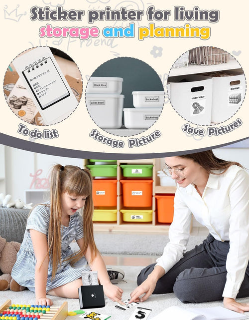 Load image into Gallery viewer, Mini Sticker Printer - M02 Wireless Pocket Printer, Compatible with Ios &amp; Android, Photo Printer for Phone, for Fun Christmas Sticker, DIY Journal, New Year Gift, Black
